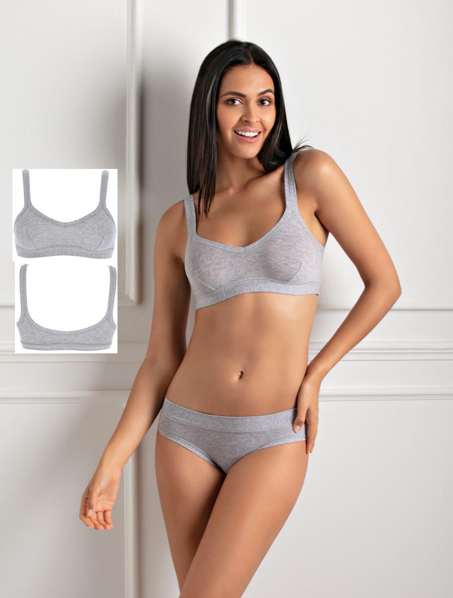 Bustiera - cotton bra light grey